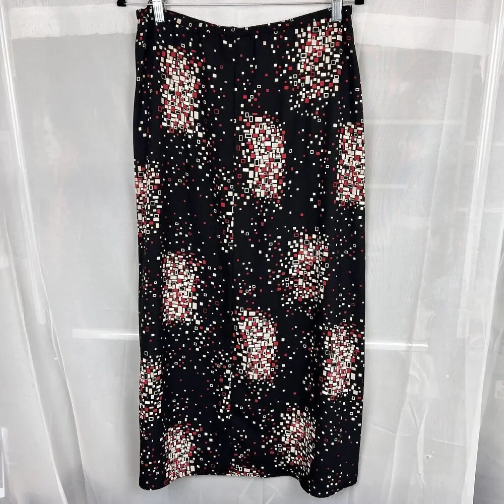 vintage 90s First option geometric maxi skirt black retro sz Sm space funky